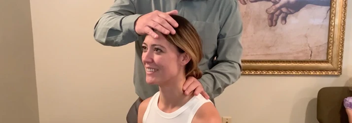 A patient receiving neck pain care.